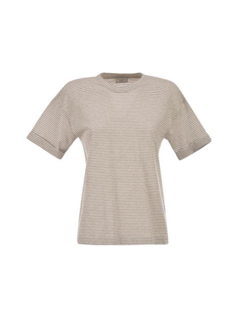 PESERICO Peserico Striped Linen And Cotton T-Shirt With Luminous Yarns