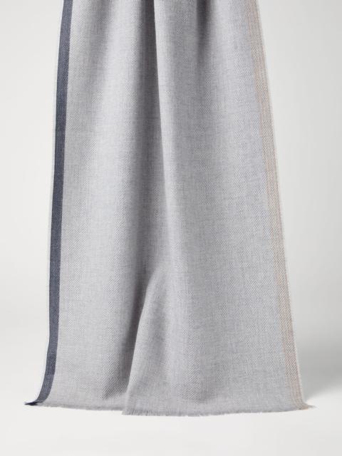 Brunello Cucinelli Wool and cashmere diagonal scarf with striped edge