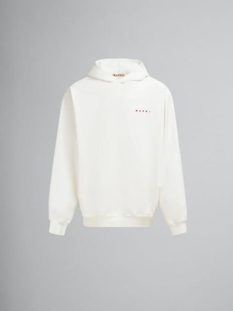 Marni WHITE ORGANIC COTTON HOODIE WITH WRINKLED MARNI LOGO