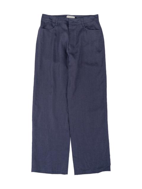 AMOMENTO Linen Straight Pants Blue