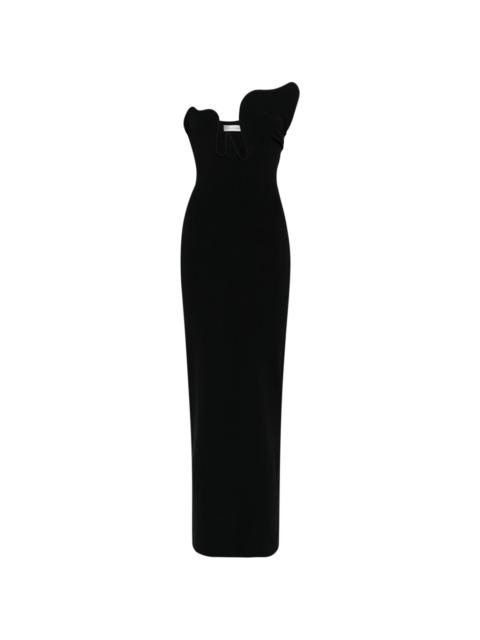 asymmetric crepe long dress