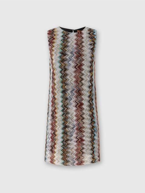 Missoni Sleeveless mini-dress in zig zag lamé viscose blend