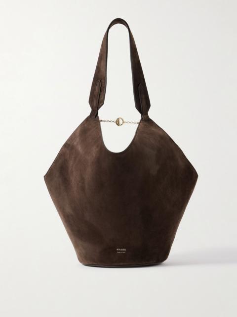KHAITE Lotus small suede tote Dark brown