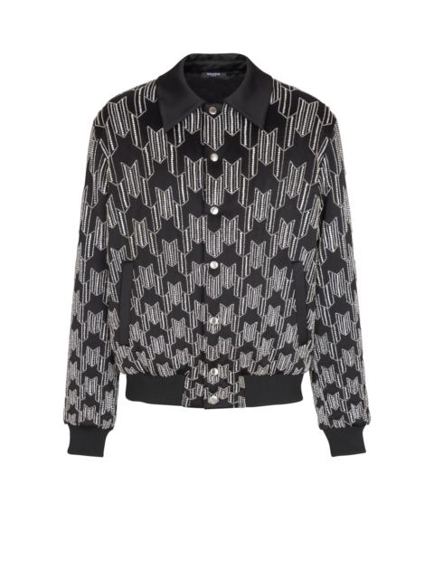 Balmain Satin bomber jacket with crystal embroidery