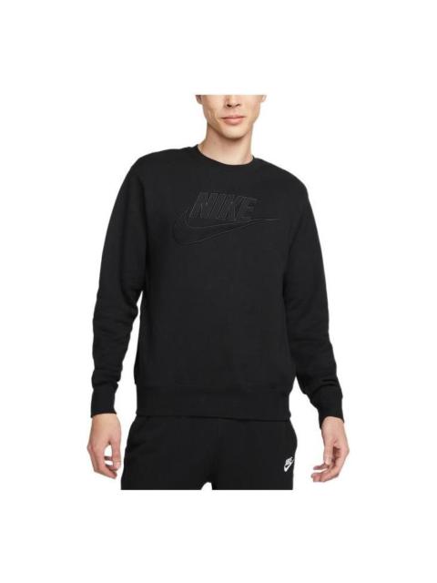 Men's Nike Solid Color Logo Printing Round Neck Long Sleeves Black DQ4584-010