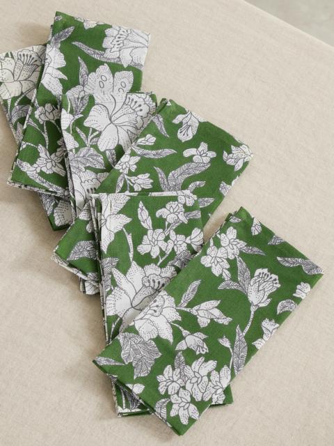 La DoubleJ Set Of Six Floral-print Linen Napkins