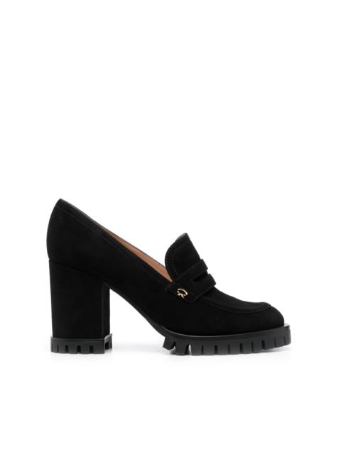 80mm block-heel suede loafers