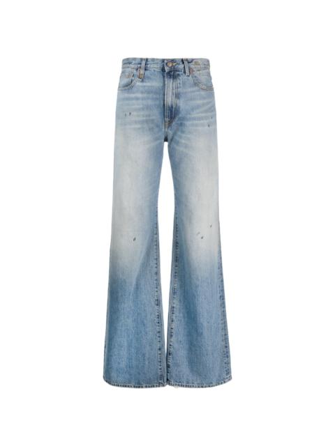 high-rise stonewashed wide-leg jeans