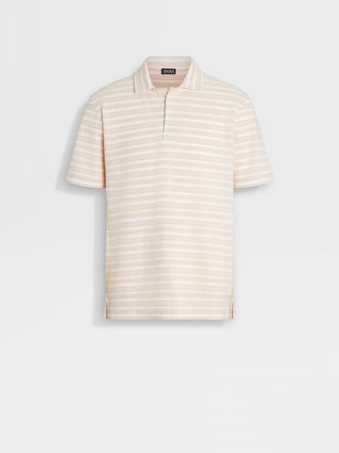 ZEGNA WHITE AND DUST PINK COTTON POLO SHIRT