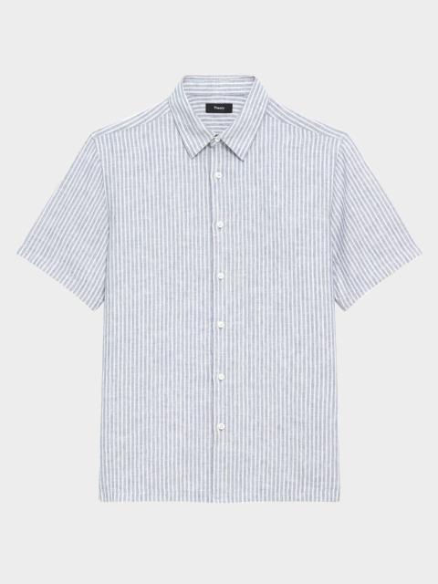 Men's Irving Linen Summer Stripe Short-Sleeve Shirt