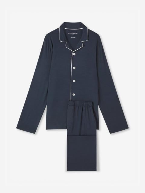 Derek Rose 남자의 Pyjamas Basel 마이크로 모달 스트레치 해군