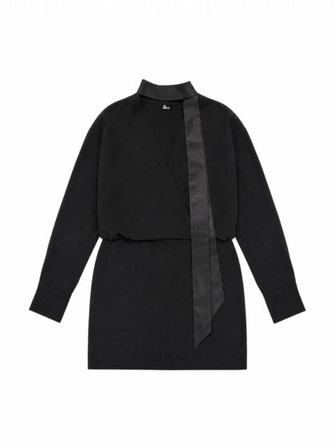 The Kooples BLACK WRAP-STYLE SHORT DRESS