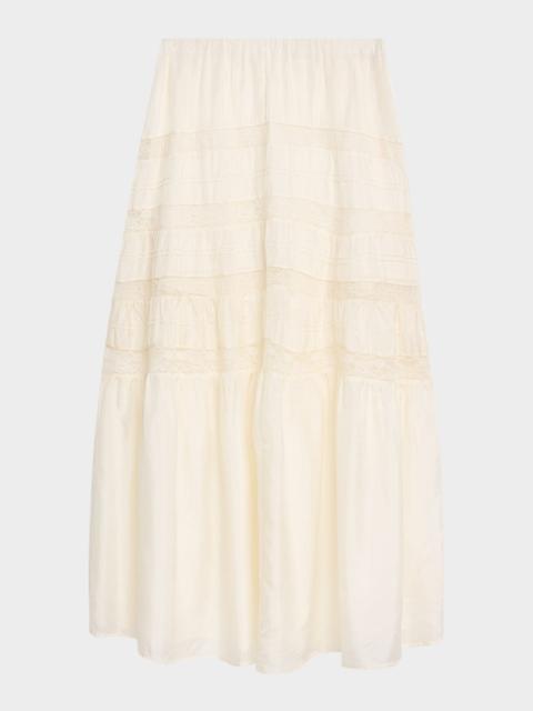 LoveShackFancy Nivine Silk Lace Maxi Skirt