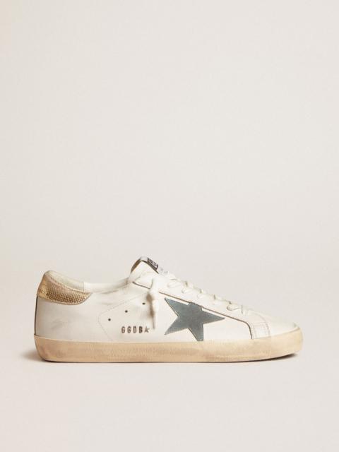 Golden Goose Super-Star with suede star and platinum snake-print leather heel tab