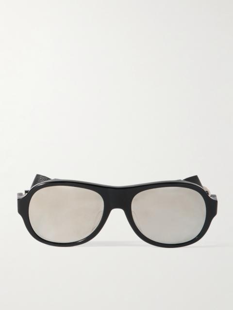 CELINE Aviator-style Leather-trimmed Acetate Sunglasses