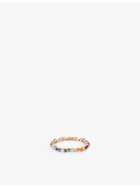 SUZANNE KALAN Firework 18ct rose gold, 0.8ct rainbow sapphire and 0.3ct diamond eternity ring
