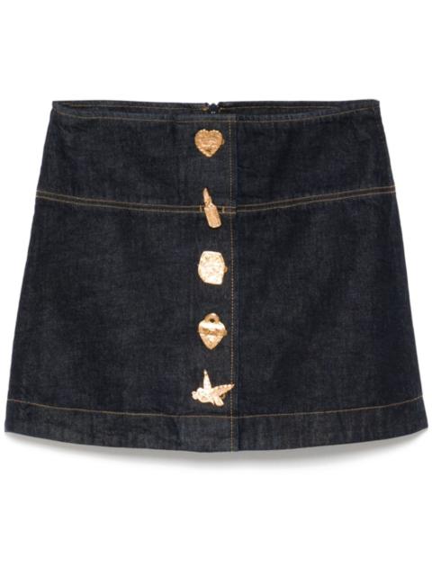 Zimmermann crush denim mini skirt