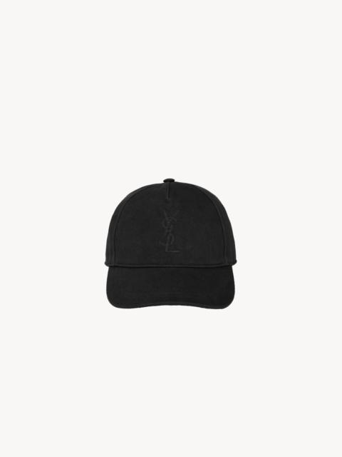 SAINT LAURENT CASSANDRE CAP IN COTTON DENIM TWILL