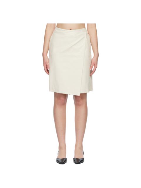 Loulou de Saison Off-White GORA Ostrich-Effect Wrap Leather Midi Skirt
