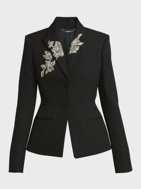 Crystal Single-Breasted Tailored Blazer Jacket