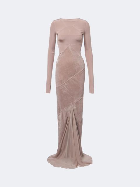 Rick Owens Combo tulle-trimmed jersey and velvet gown