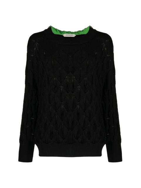 NAMACHEKO cape-detail open knit jumper