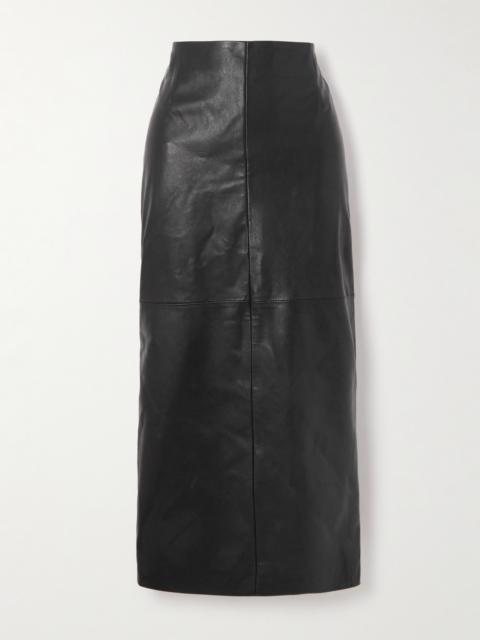 NOUR HAMMOUR Elisse Paneled Leather Midi Skirt