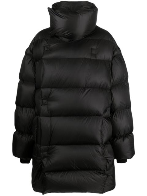 funnel-neck quilted down coat