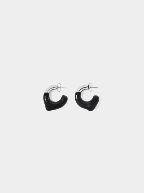 SUNNEI BLACK RUBBERIZED MINI SILVER EARRINGS