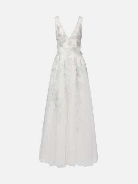 COSTARELLOS Bridal open-back beaded tulle gown