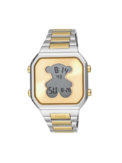TOUS Digital Watch with stainless steel bracelet and gold-colored IPG steel D-BEAR
