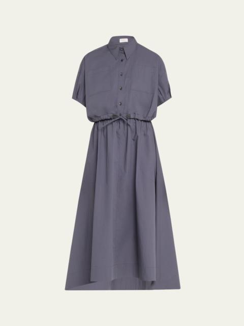 Brunello Cucinelli Light-Weight Shirtdress with Fitted Waist and Monili Loop Detail