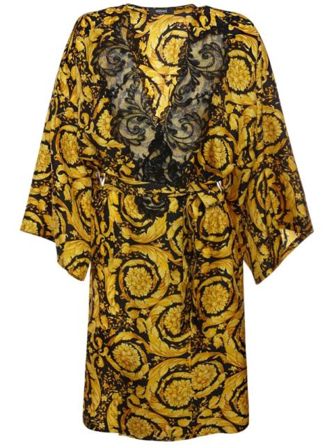 Barocco printed silk twill mini dress