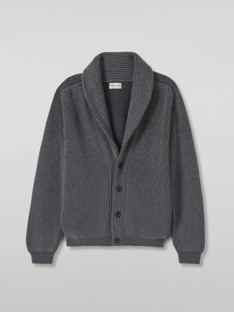 Johnstons of Elgin Pioneer Grey Shawl Collar Cashmere Cardigan