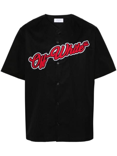 Off-White logo-embroidered cotton shirt