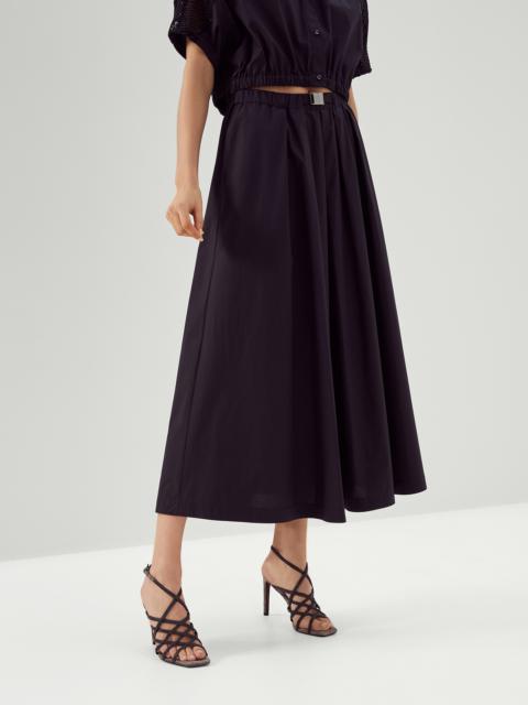 Brunello Cucinelli Lightweight poplin full skirt with shimmer buckle