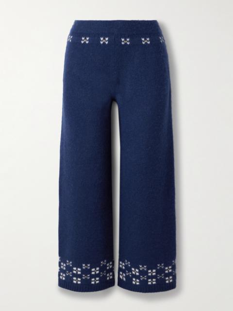 CALLE DEL MAR Winter Fair Isle Cashmere Wide-leg Pants