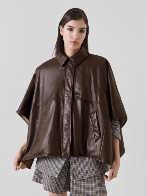 Brunello Cucinelli Lux nappa leather cape with shiny details