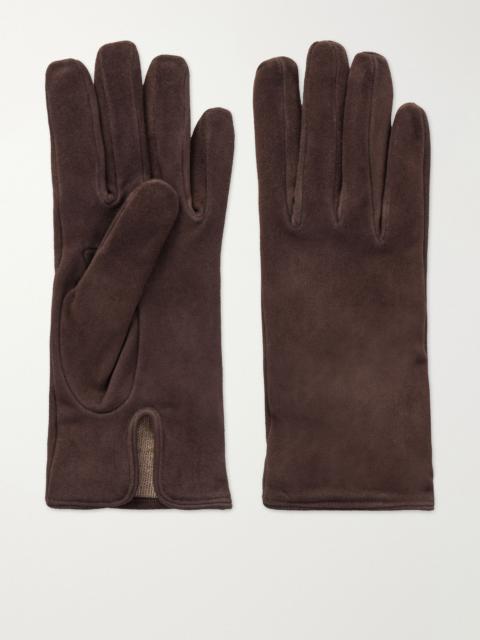 NOUR HAMMOUR Suede gloves Brown