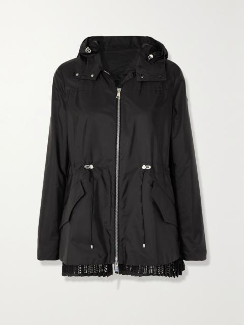 Moncler Baaba crocheted lace-trimmed shell parka Black