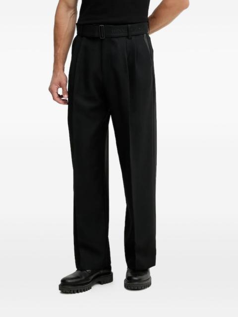 VERSACE JEANS COUTURE pleated logo-belt trousers