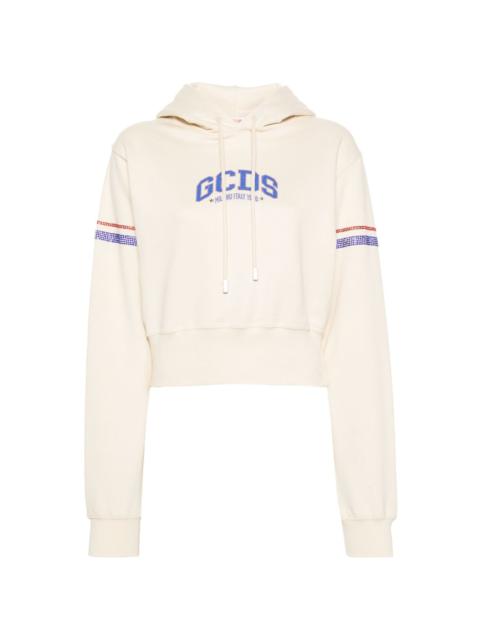 GCDS crystal-embellished cropped hoodie