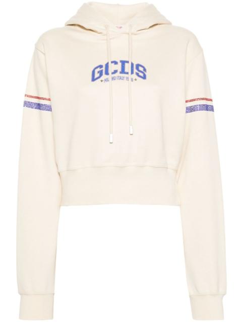 GCDS crystal-embellished cropped hoodie