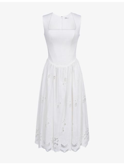 House of CB Safira Broderie-Anglaise Cotton Midi Dress