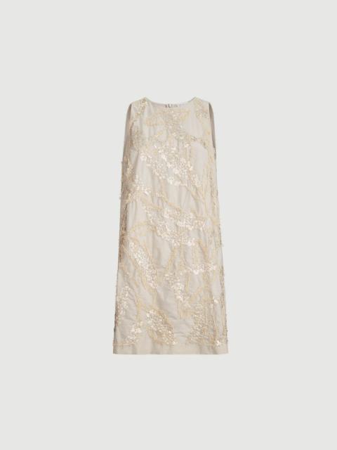 Brunello Cucinelli Techno cotton poplin mini dress with dazzling seabed embroidery