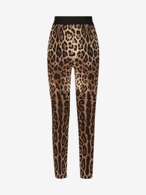 Leopard-print charmeuse leggings