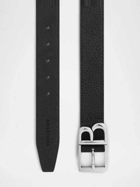 BALENCIAGA Men's Classic B-Buckle Leather Belt