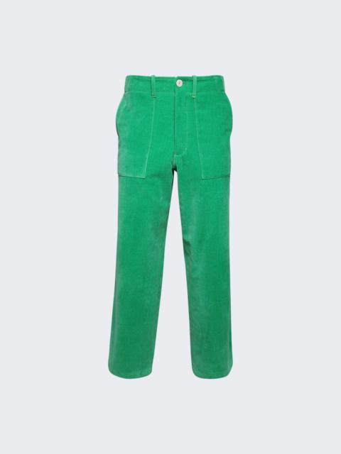 The Elder Statesman Cotton Velvet Work Pant Jade Green