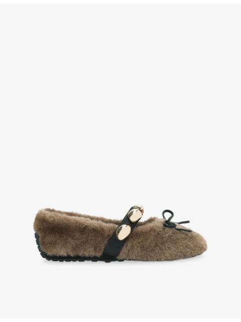 STEVE MADDEN Toasted Faux-Fur Ballet Flats