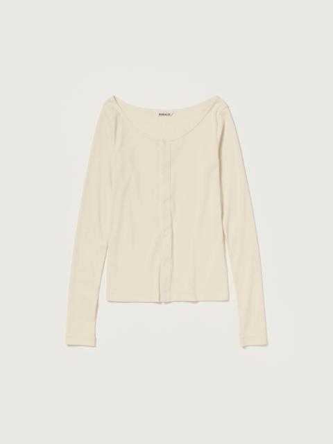 AURALEE ORGANIC COTTON FINE RIB CARDIGAN